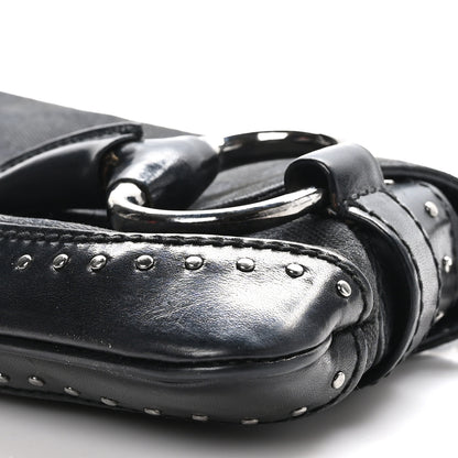 Gucci Monogram Studded Horsebit Clutch Black 9 of 9