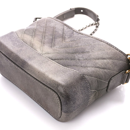 Chanel Metallic Caviar Chevron Quilted Small Gabrielle Hobo Light Silver Gold 10 of 10