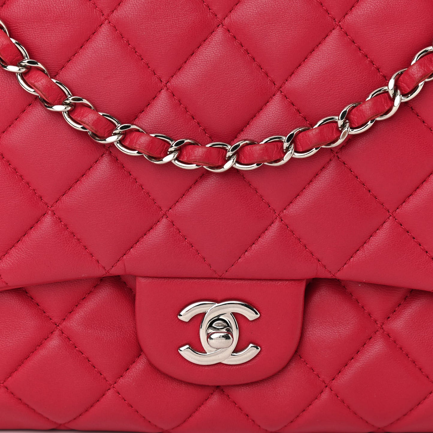 Lambskin Quilted Jumbo Chanel 3 Flap Dark Pink