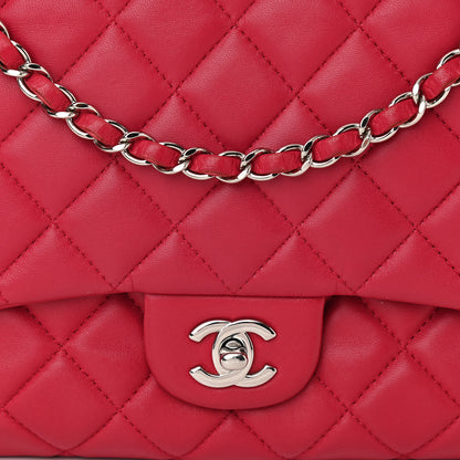 Chanel Lambskin Quilted Jumbo Chanel 3 Flap Dark Pink 10 of 12