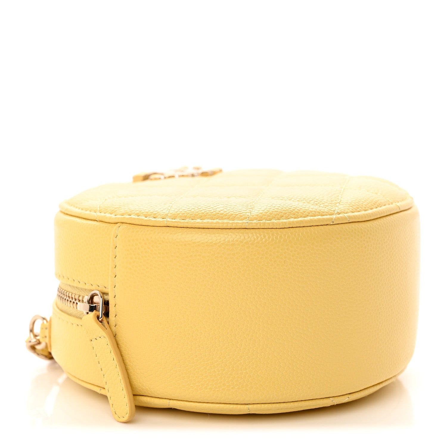 Chanel Caviar Quilted Gripoix CC Round Clutch With Chain Yellow 4 of 10