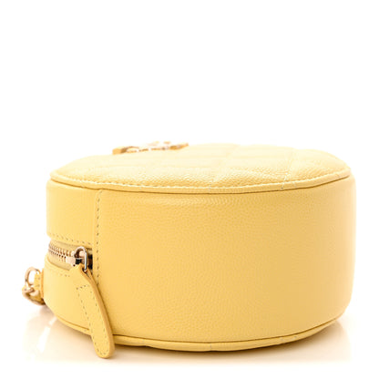 Chanel Caviar Quilted Gripoix CC Round Clutch With Chain Yellow 4 of 10