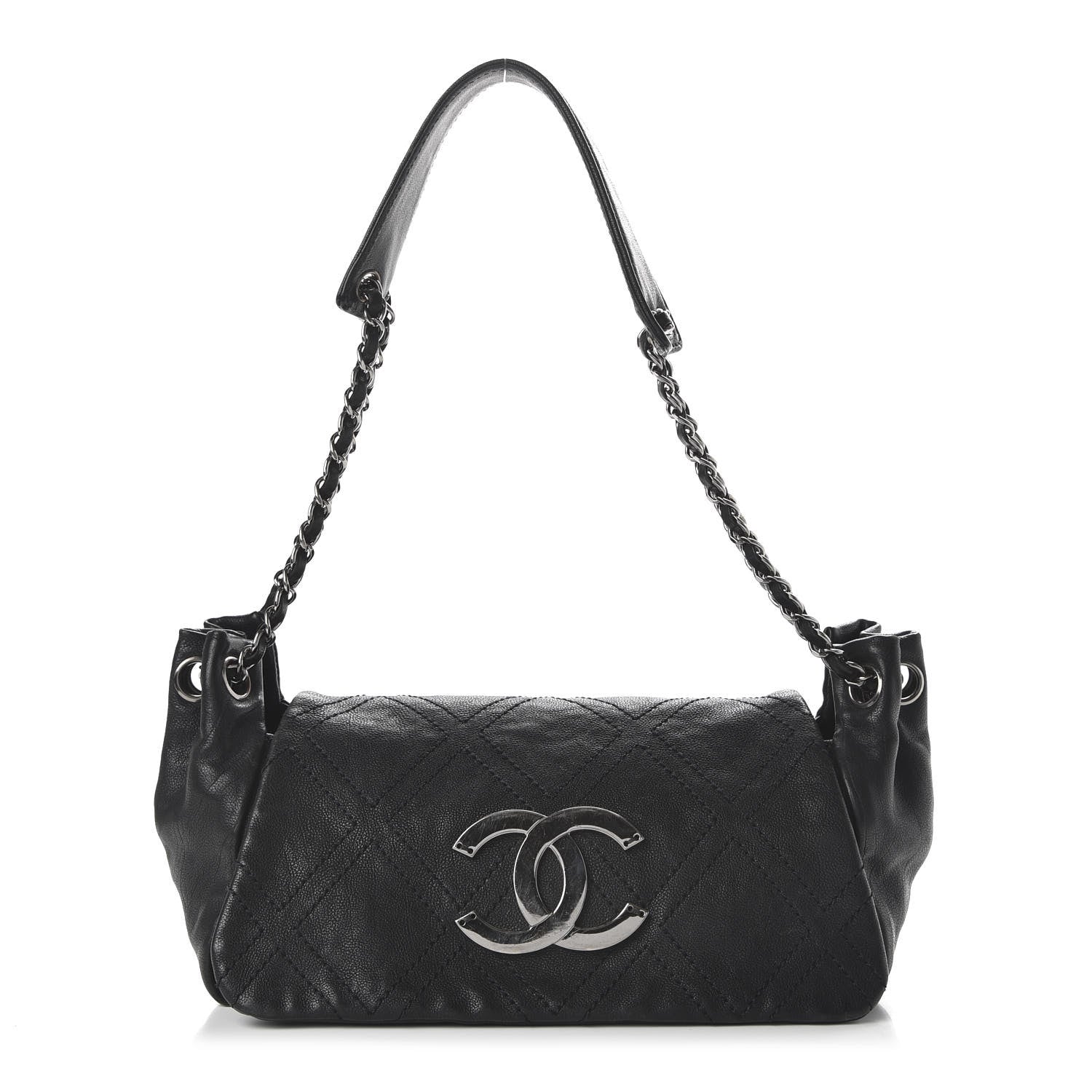 Chanel Calfskin Diamond Stitch Accordion Flap Black 1 of 10