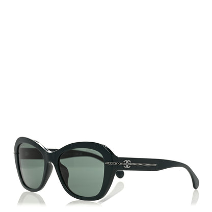 Chanel Acetate Polarized CC Butterfly Sunglasses 5510 Dark Green 1 of 8