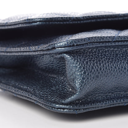 Chanel Iridescent Caviar Quilted Wallet On Chain WOC Dark Blue 7 of 10