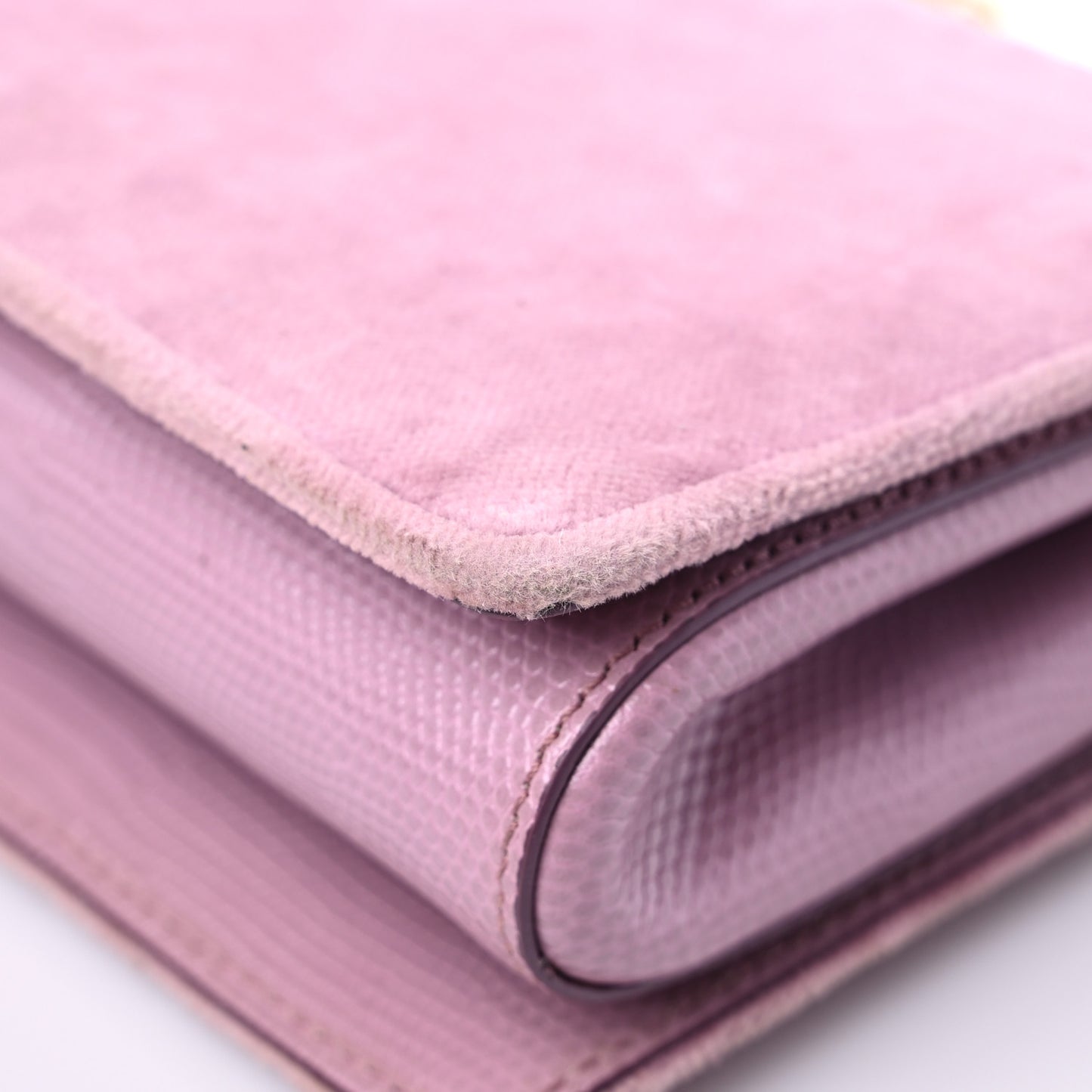 Velvet Lizard Calfskin Embossed DG Shoulder Bag Pink