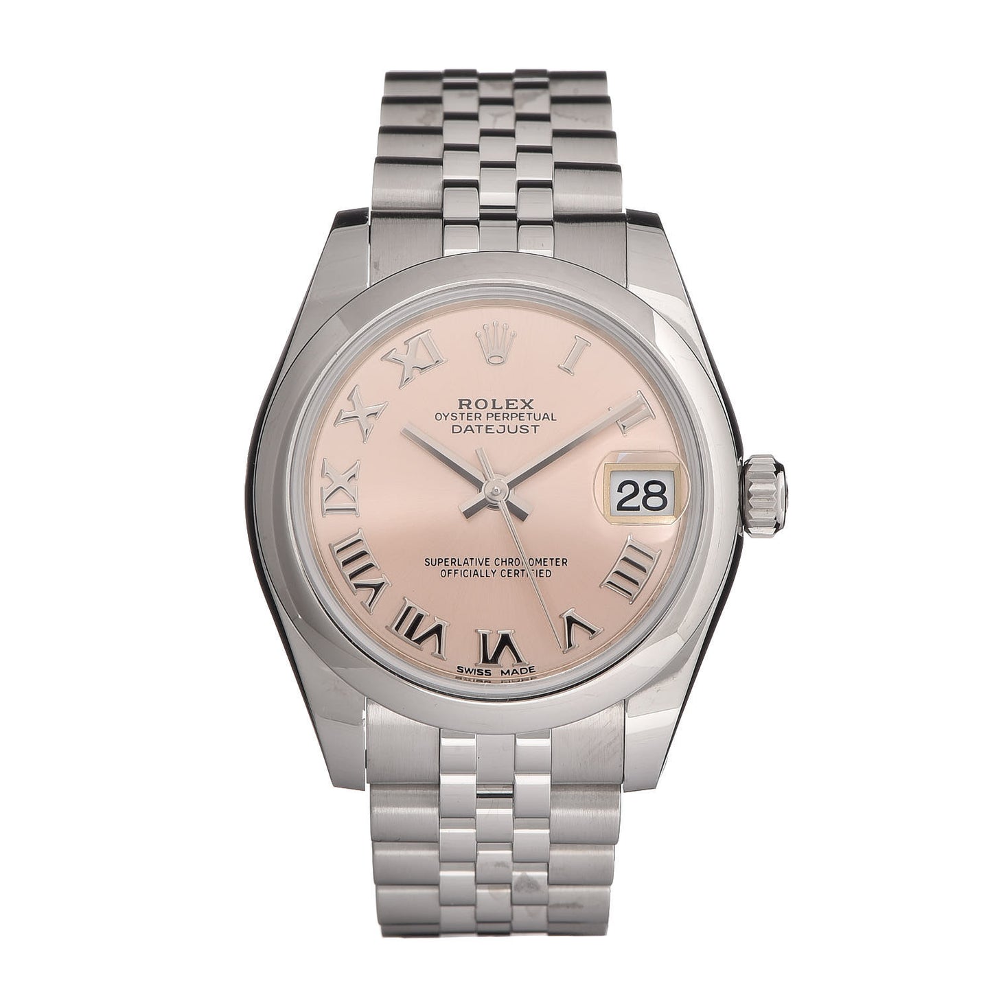 Stainless Steel 31mm Oyster Perpetual Datejust Watch Pink Roman 178240