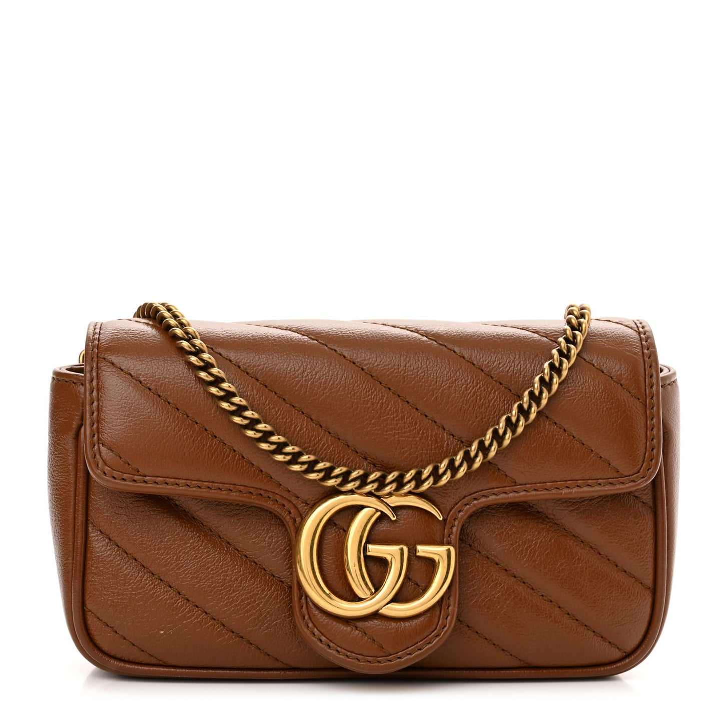 Azalea Calfskin Matelasse Diagonal Super Mini GG Marmont Shoulder Bag Cuir