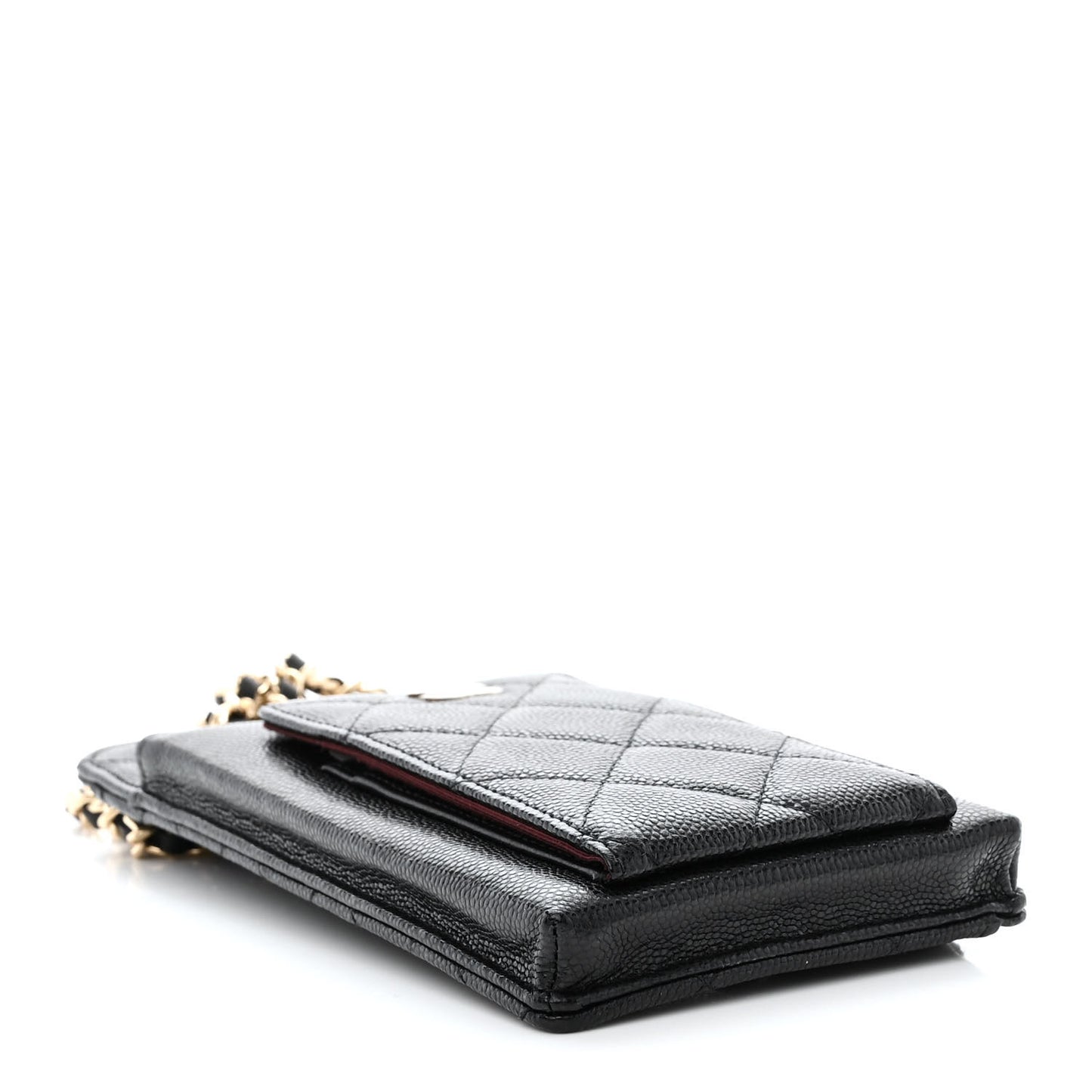 Caviar Quilted Zip Phone Case Black