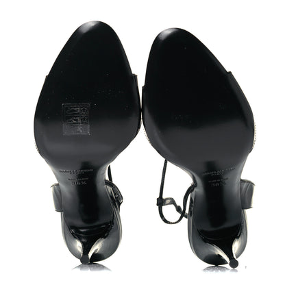 Saint Laurent Patent Calfskin Anouk 110 Sandals 36.5 Black 5 of 7