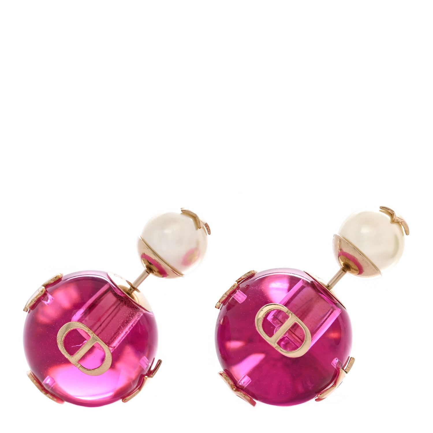 Christian Dior Resin Pearl Dior Tribales Earrings Gold White Transparent Rani Pink 1 of 7