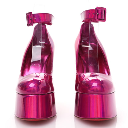 Christian Louboutin Metallic Patent Yazefir 130 Platform Sandals 38.5 Pink 2 of 7