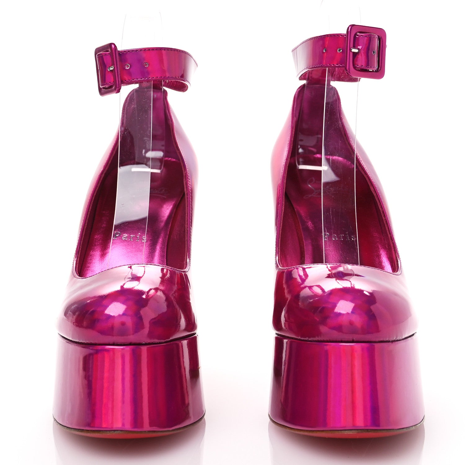 Christian Louboutin Metallic Patent Yazefir 130 Platform Sandals 38.5 Pink 2 of 7