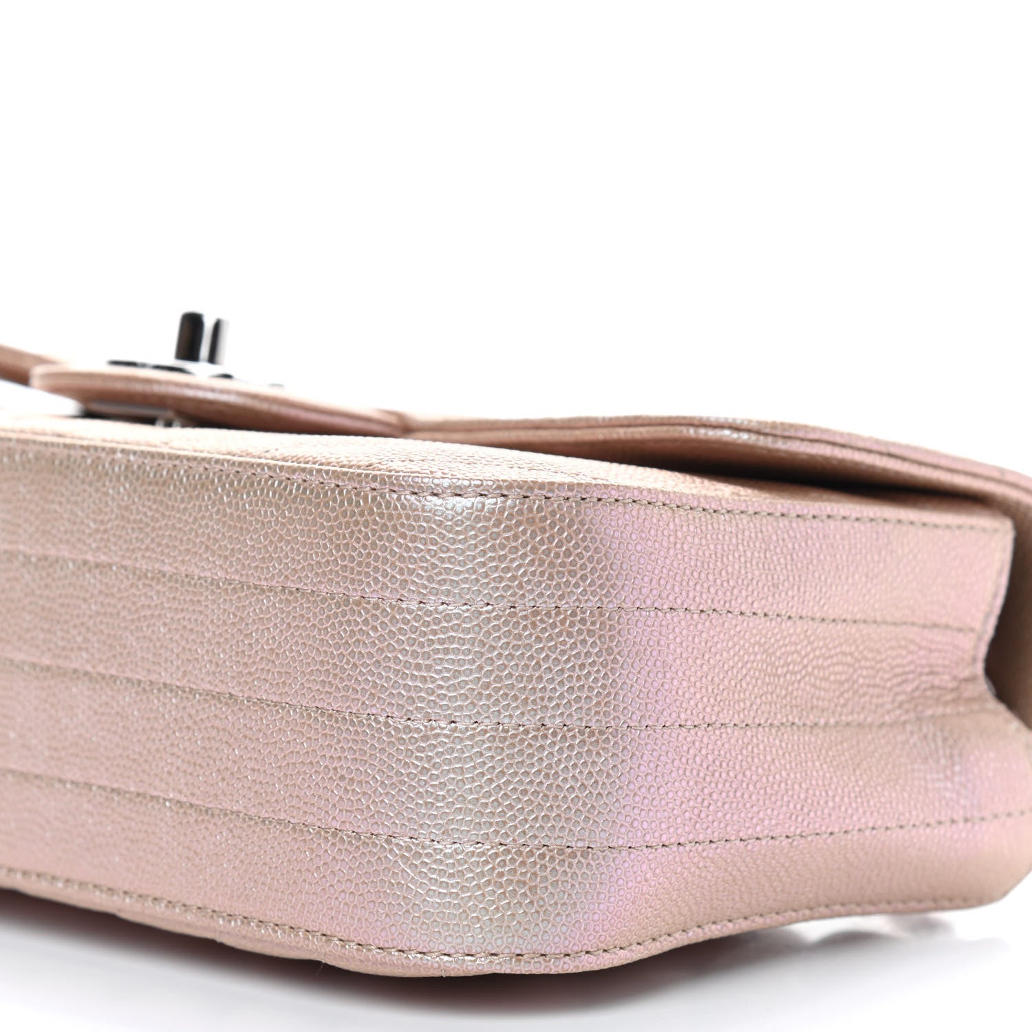 Chanel Iridescent Caviar Chevron Quilted Mini Rectangular Flap Light Gold 9 of 9