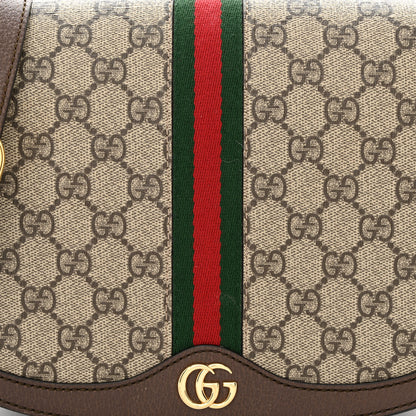 Gucci GG Supreme Monogram Web Small Ophidia Flap Messenger Bag Brown 8 of 12
