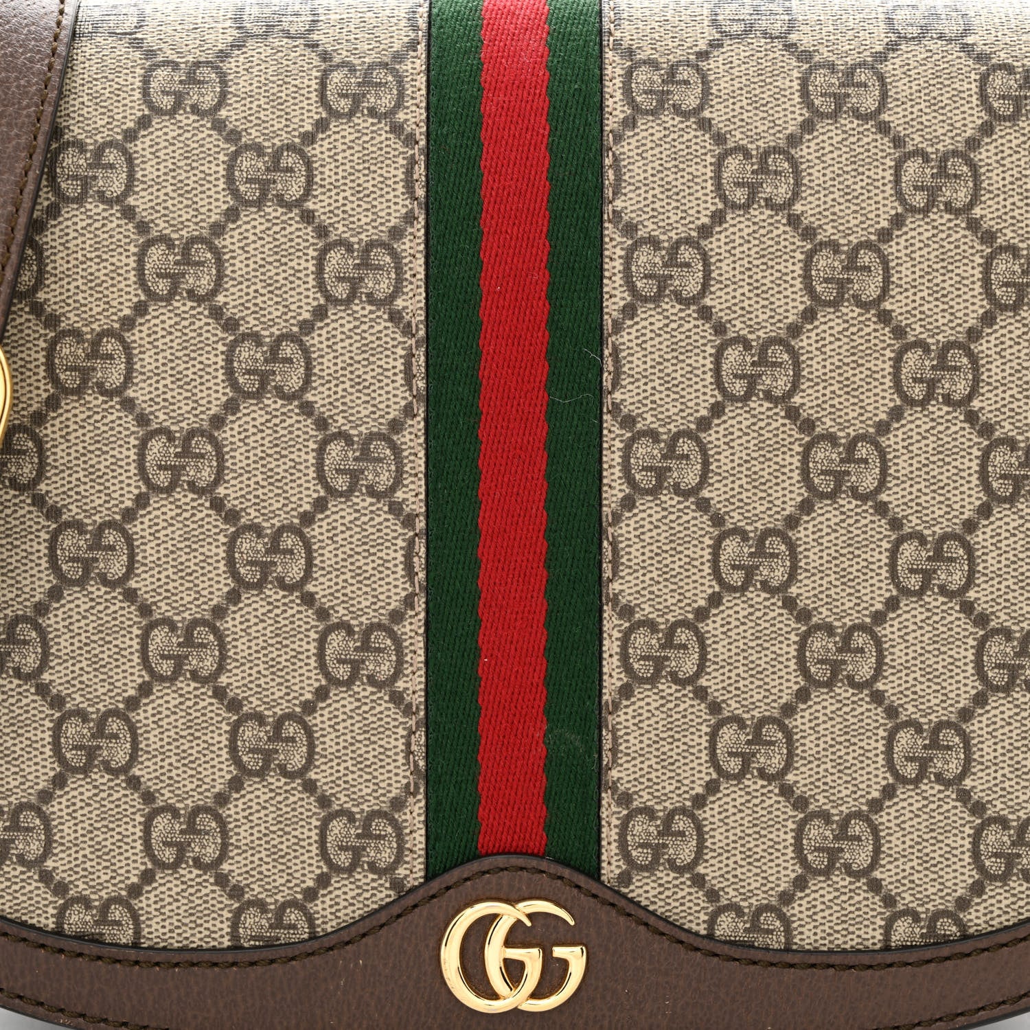 Gucci GG Supreme Monogram Web Small Ophidia Flap Messenger Bag Brown 8 of 12