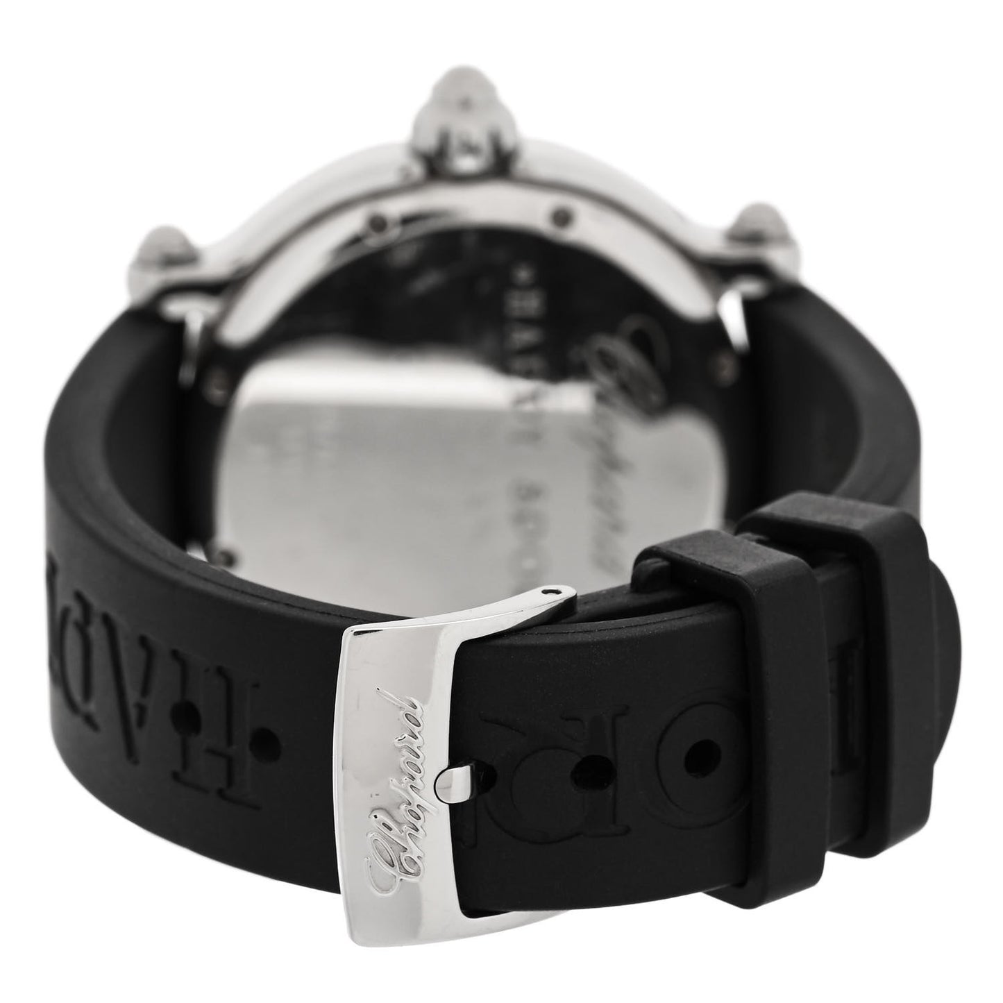 Stainless Steel Rubber Diamond 38mm Happy Sport Fish Quartz Watch Black