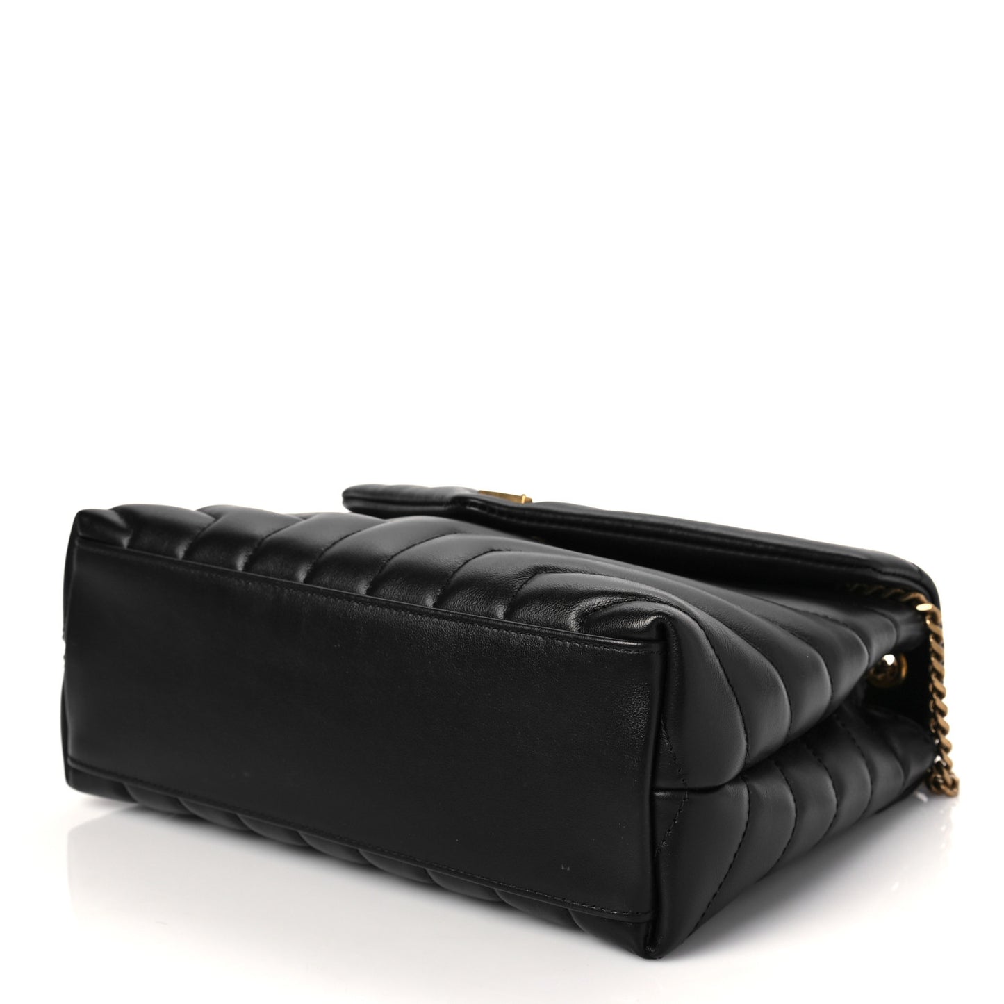 Calfskin Y Quilted Monogram Small Loulou Chain Satchel Black