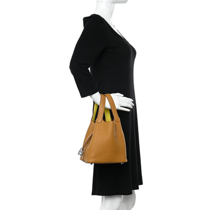 Hermes Taurillon Clemence Swift Eclat Picotin Lock 18 PM Sesame Lime 2 of 11
