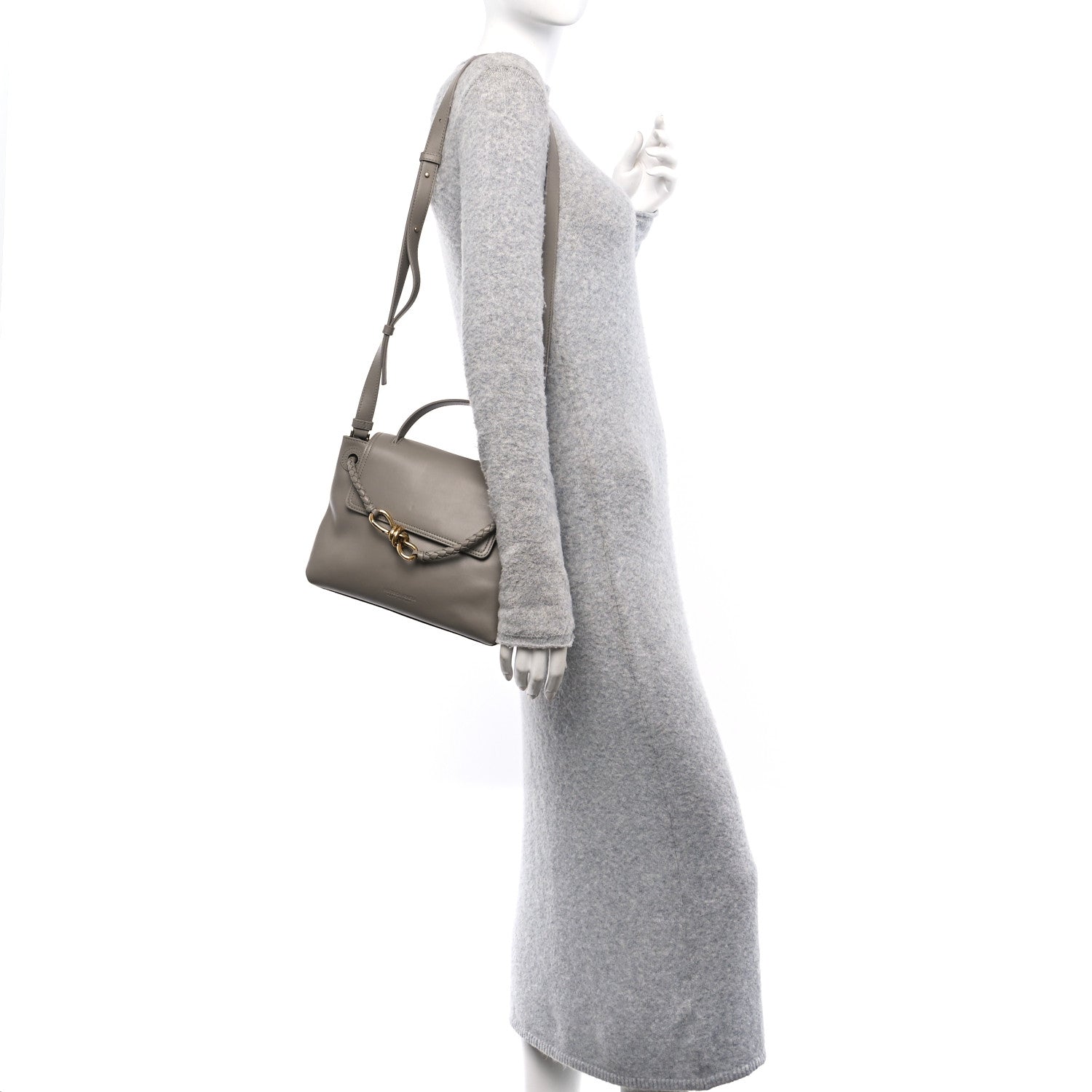 Bottega Veneta Silky Calfskin Small Ciao Ciao Limestone 2 of 10