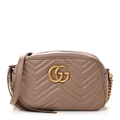 Gucci Calfskin Matelasse Small GG Marmont Chain Shoulder Bag Porcelain Rose 1 of 10
