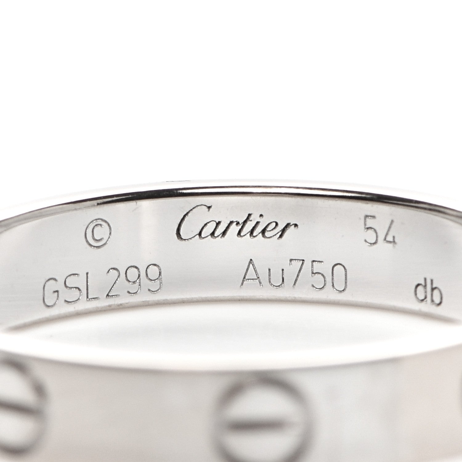 Cartier 18K White Gold 3.5mm LOVE Wedding Band Ring 54 6.75 4 of 6
