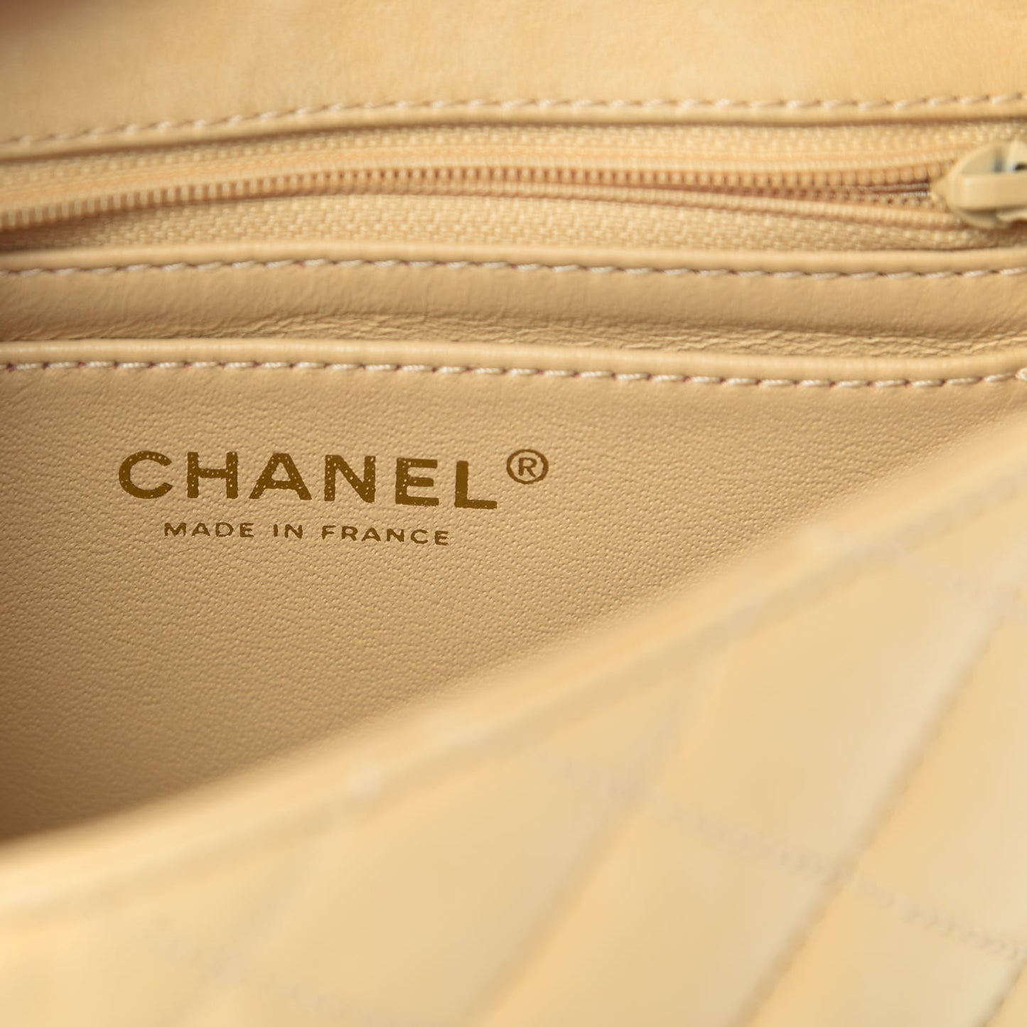 Lambskin Quilted Mini Square Flap Beige