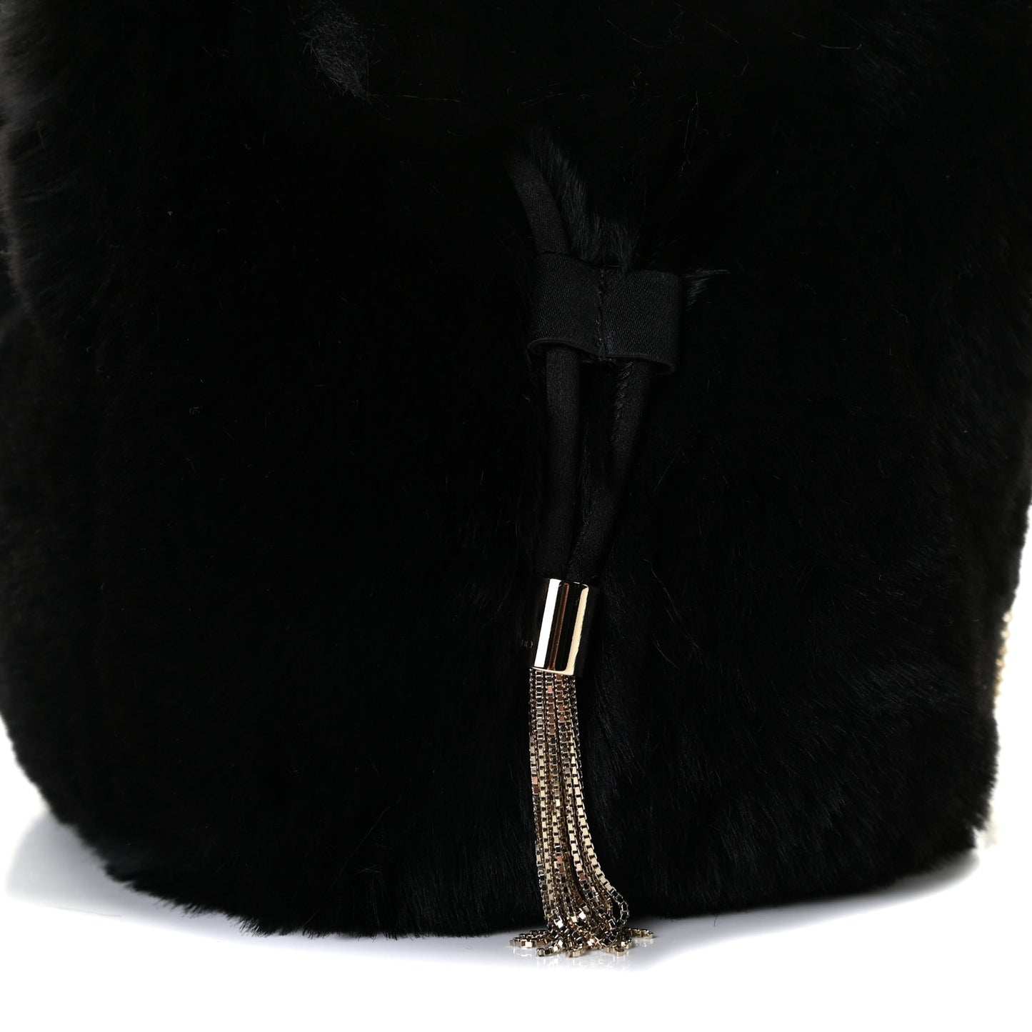 Faux Fur Bucket Bag Black