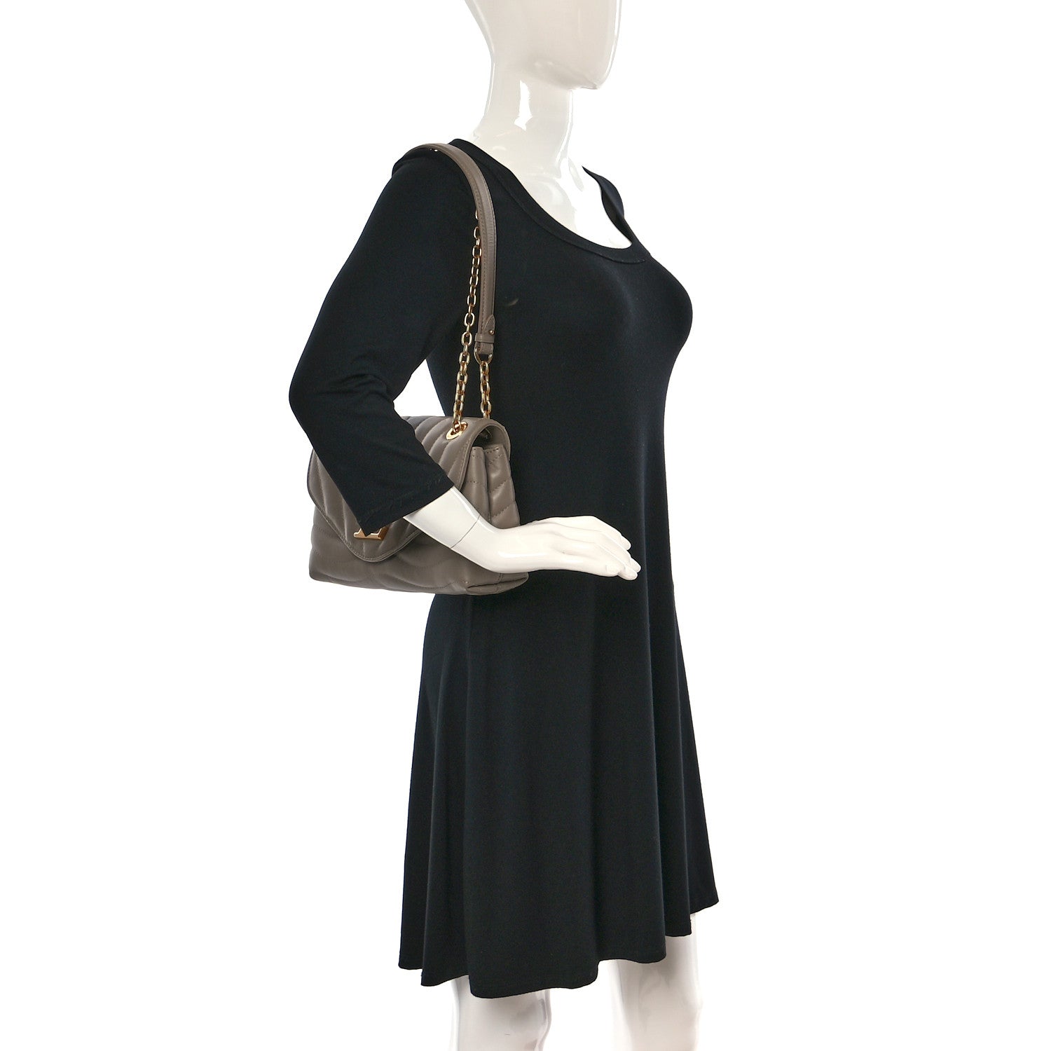Louis Vuitton Calfskin LV New Wave Chain Bag Taupe 2 of 8
