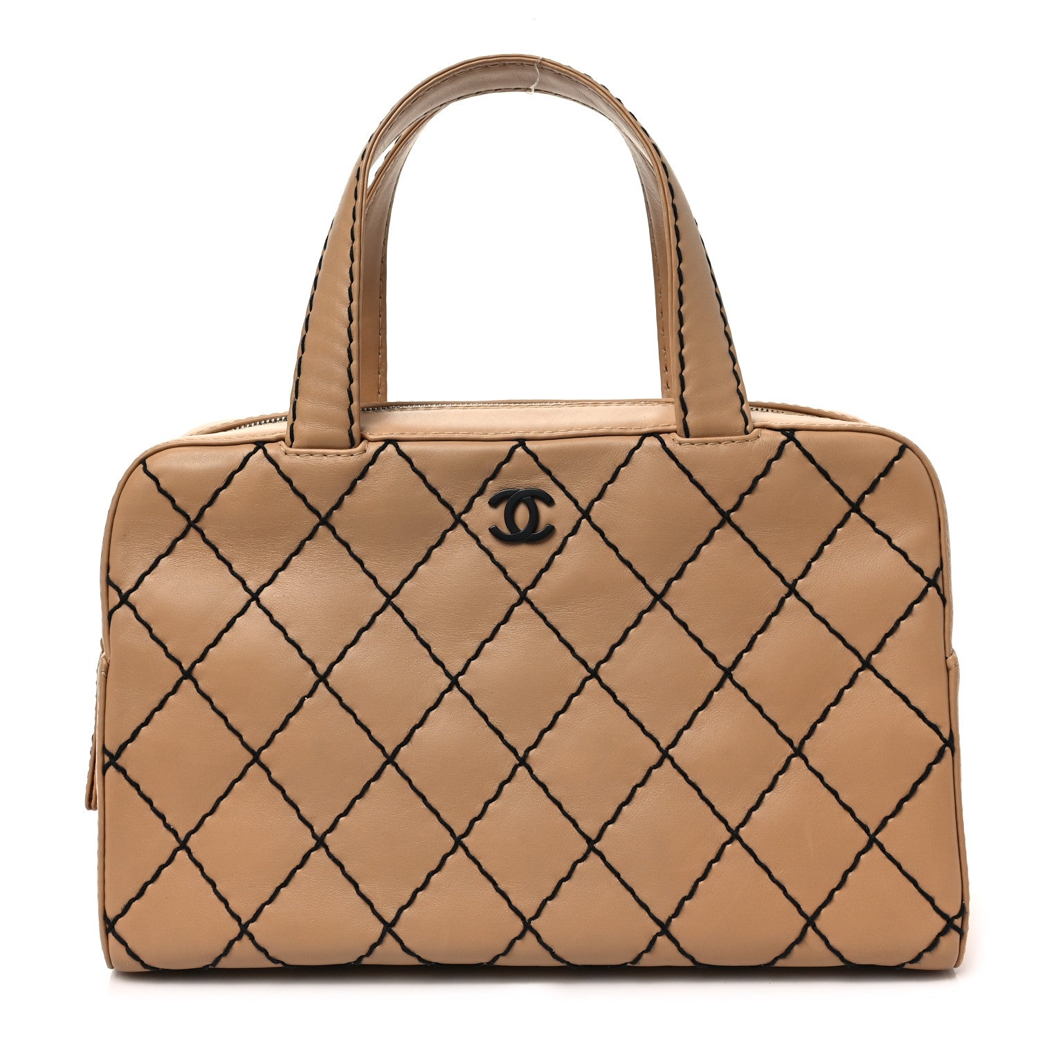 Chanel Calfskin Wild Stitch Top Handle Bag Beige 1 of 6