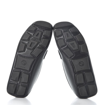Gucci Calfskin Womens Noel Web Driver Loafers 38.5 Black 7 of 12