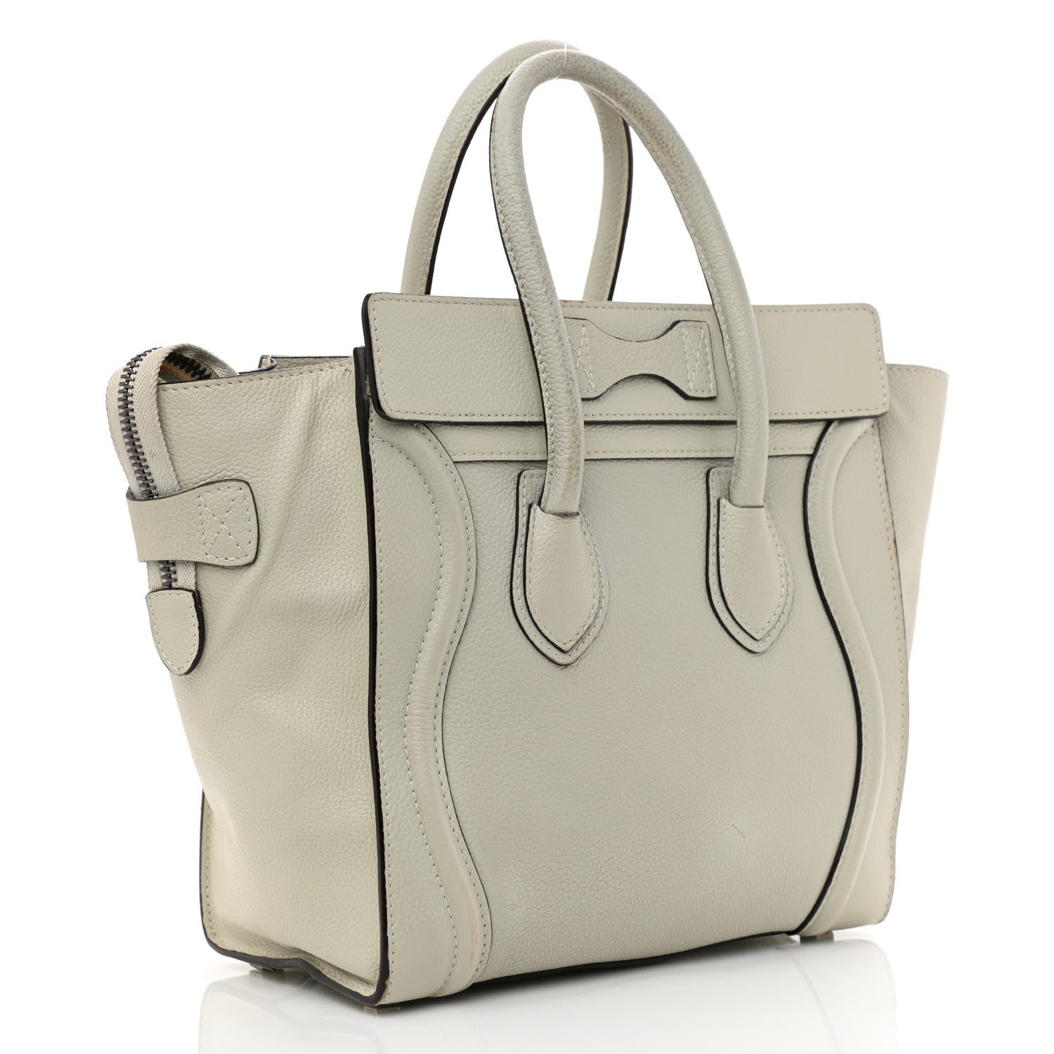 Celine Drummed Calfskin Micro Luggage Chalk 3 of 24