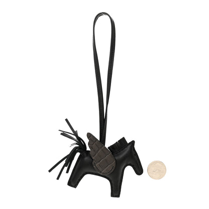 Hermes Milo Lambskin Matte Alligator Touch Grigri Rodeo Pegase Horse Bag Charm PM Black Graphite 2 of 5