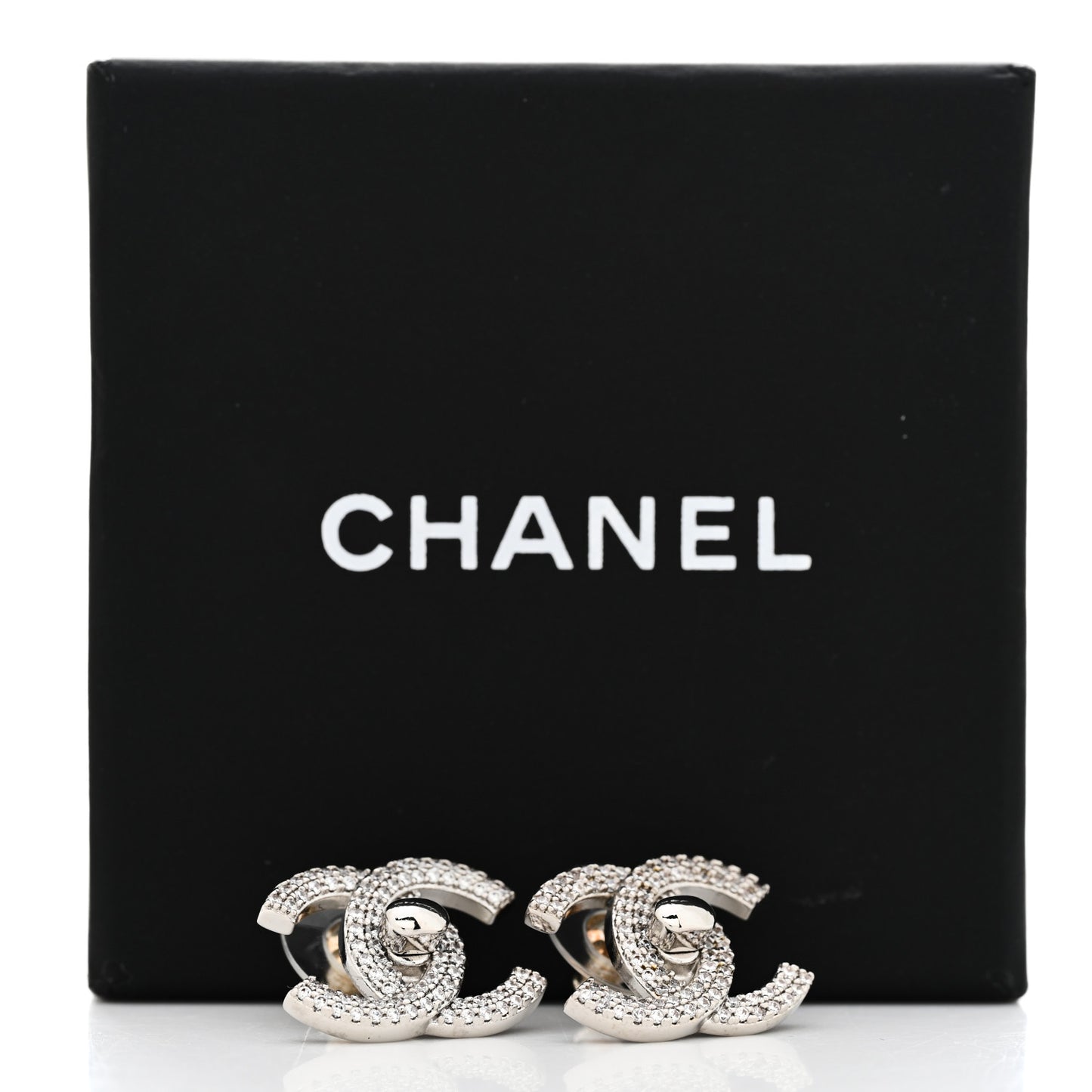 Crystal CC Turnlock Earrings Silver