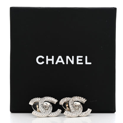 Chanel Crystal CC Turnlock Earrings Silver 5 of 5