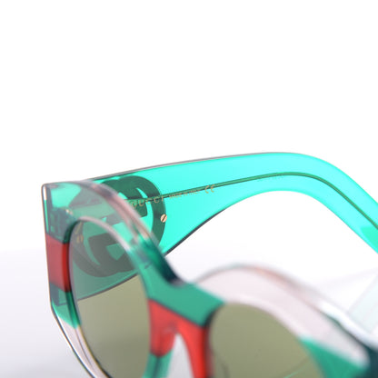 Gucci Acetate Round Frame Sunglasses GG0177S Green Red 6 of 6