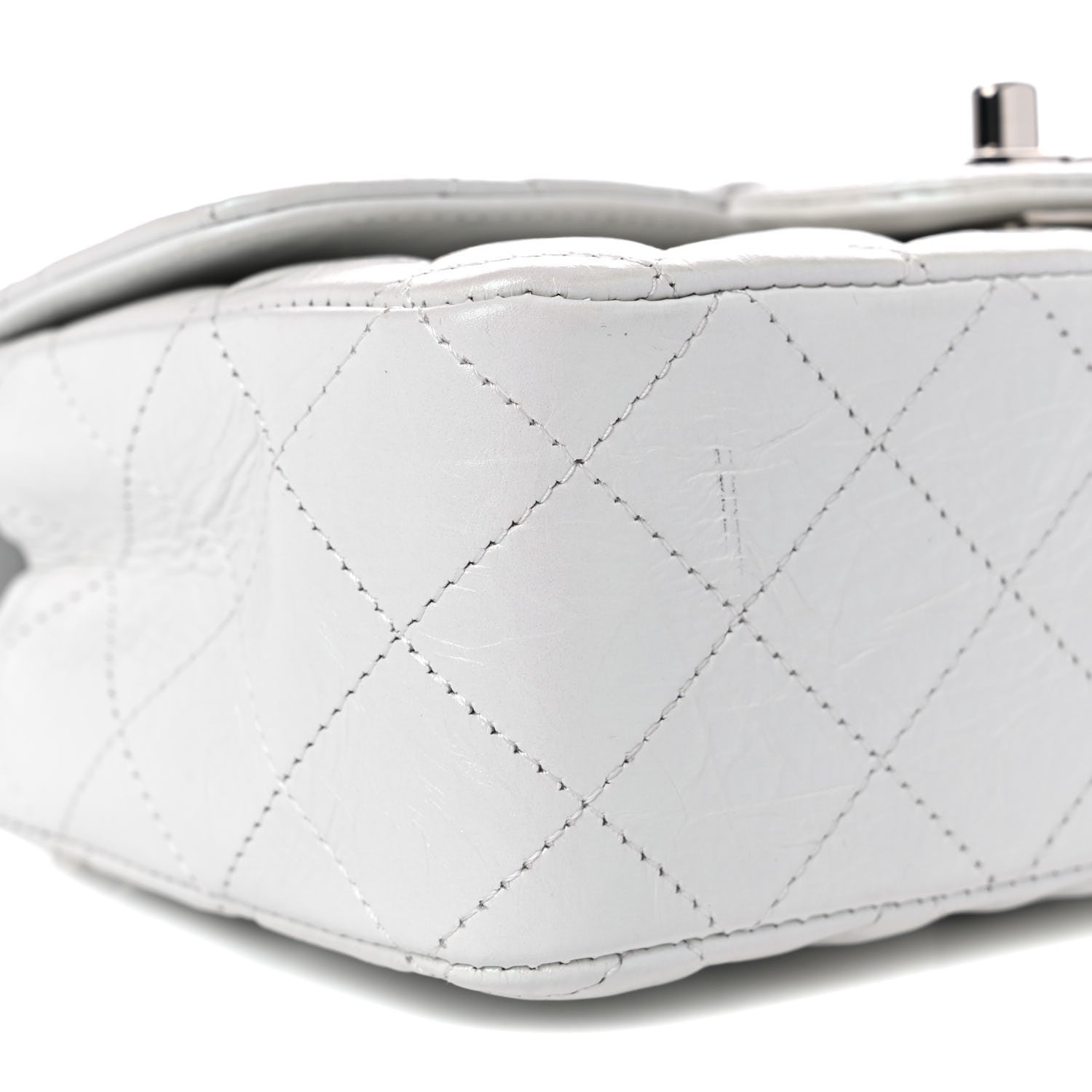 Chanel Iridescent Crumpled Calfskin Quilted Mini Rectangular Flap White 7 of 10