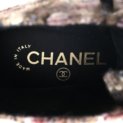 Chanel Tweed Calfskin Pearl Combat Short Boots 39 Beige Pink Black 9 of 9