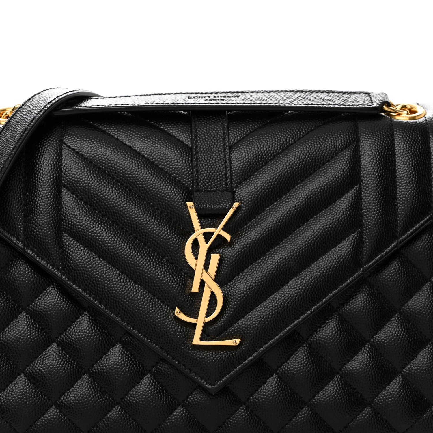 Saint Laurent Grain De Poudre Textured Mixed Matelasse Triquilt Medium Monogram Satchel Black 9 of 11