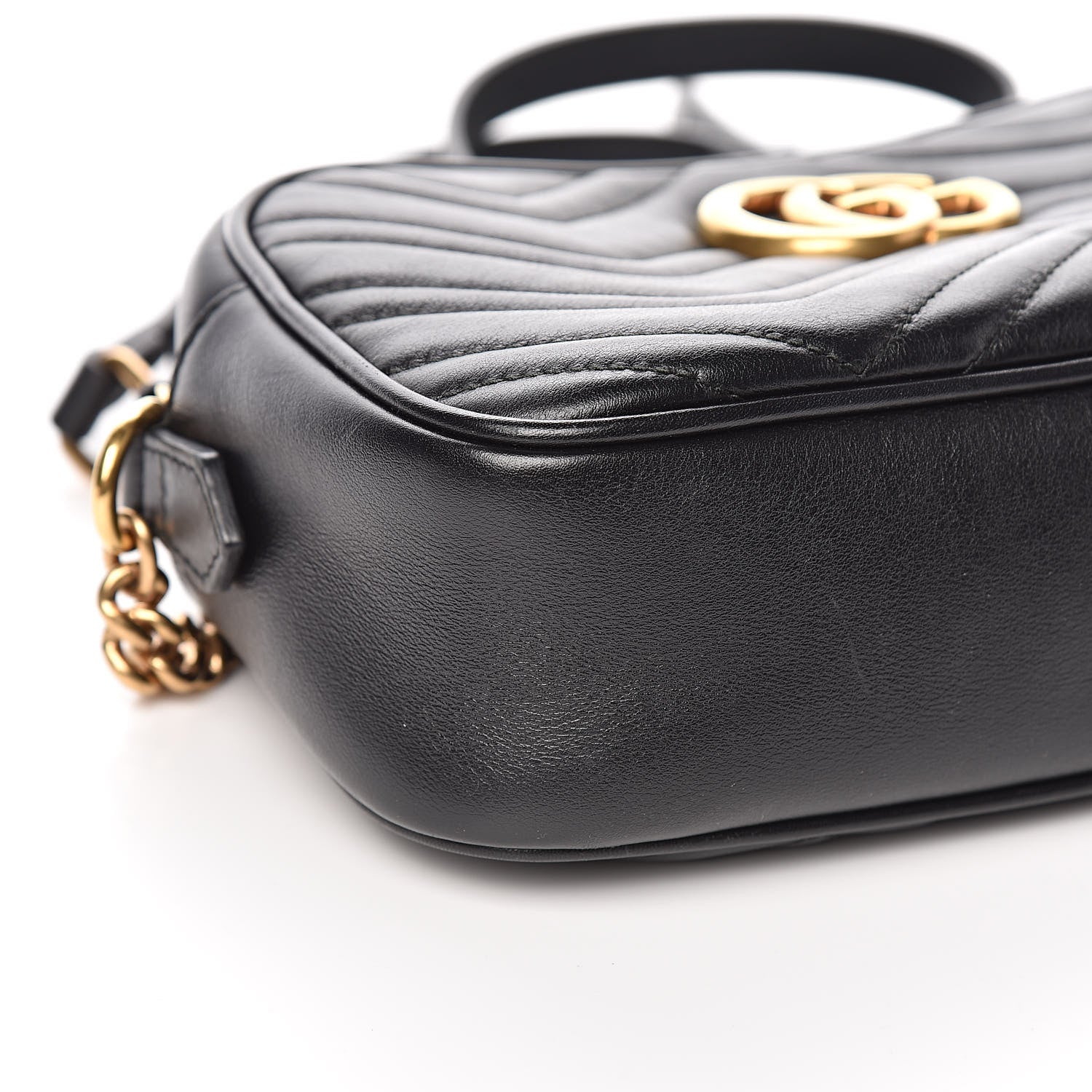 Gucci Calfskin Matelasse Small GG Marmont Chain Shoulder Bag Black 8 of 10