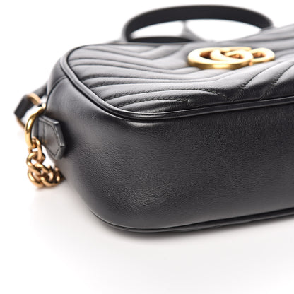 Gucci Calfskin Matelasse Small GG Marmont Chain Shoulder Bag Black 8 of 10