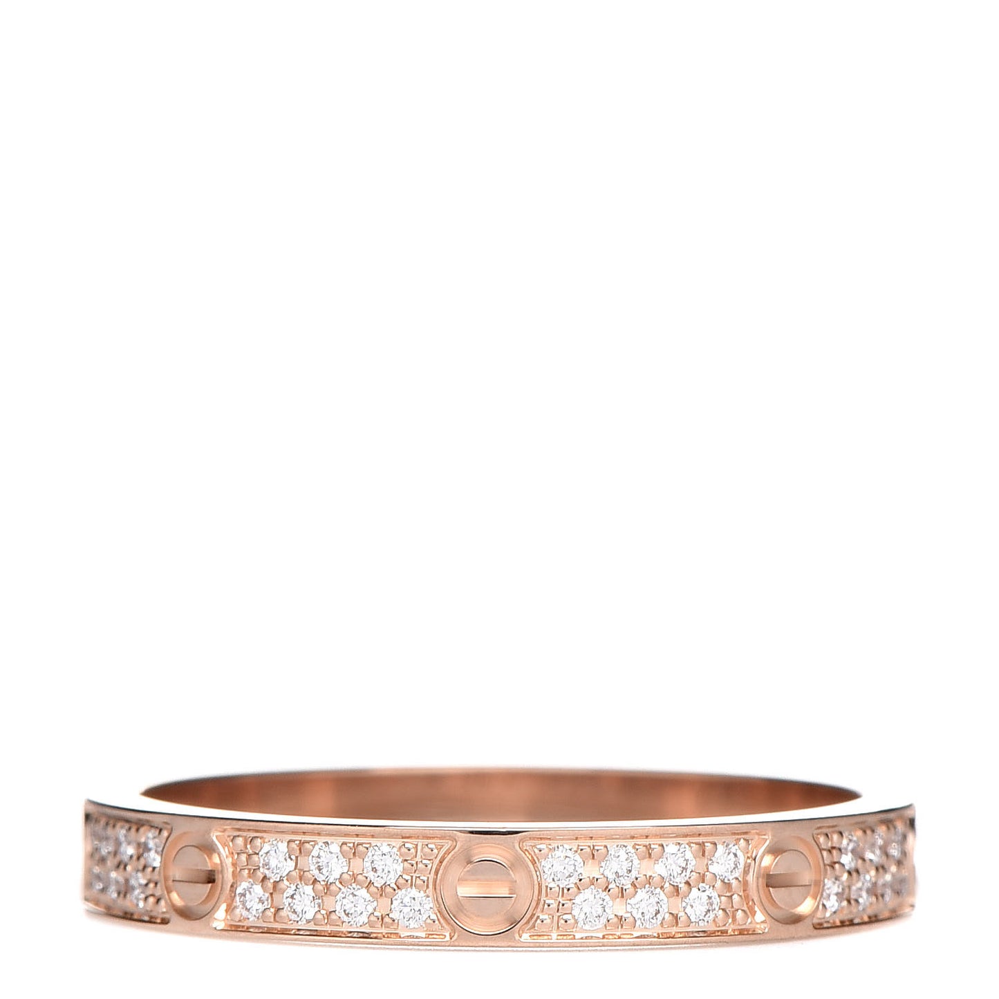 18K Pink Gold Diamond 2.6mm LOVE Paved Band Ring 50 5.25
