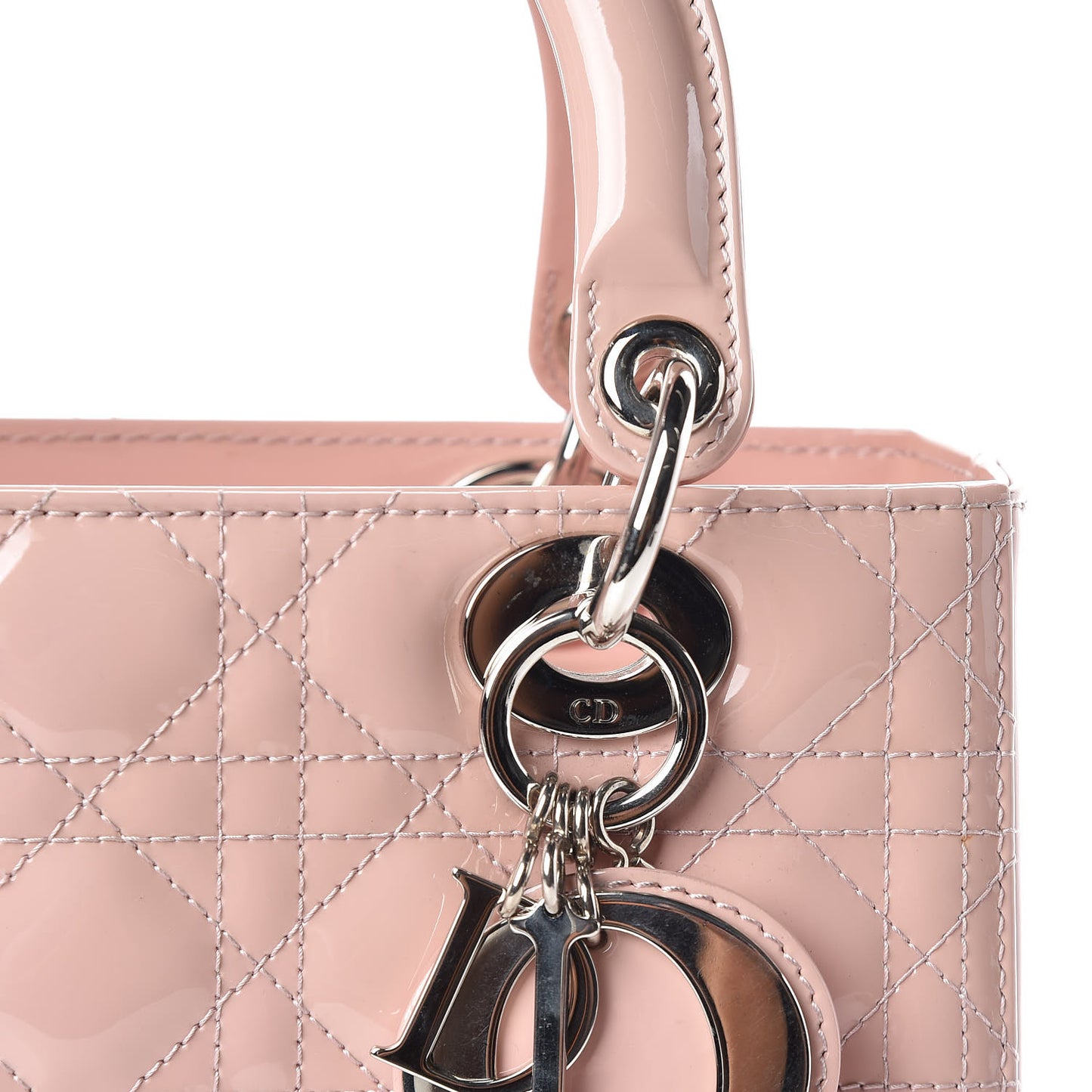 Patent Cannage Medium Lady Dior Rose Clair