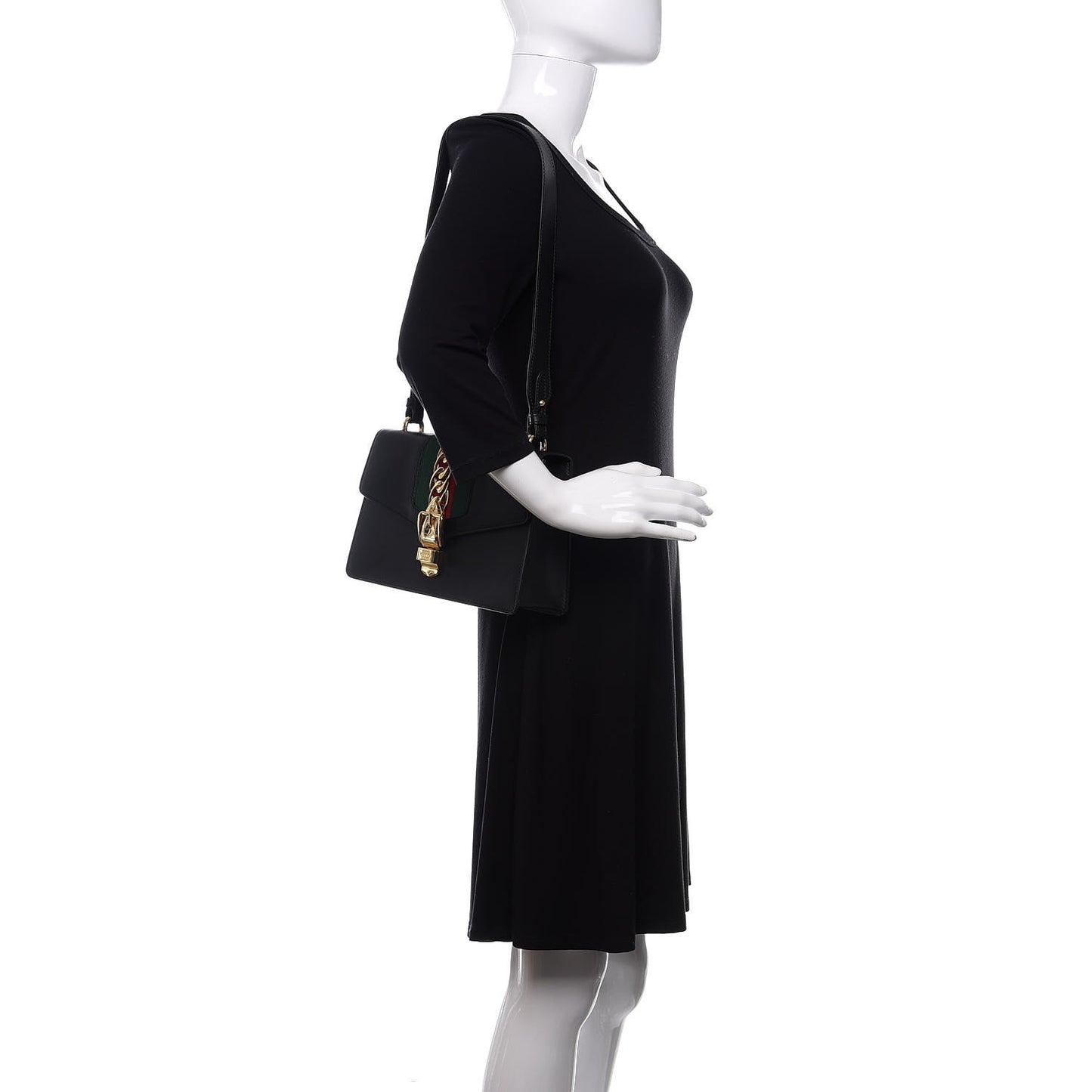 Calfskin Small Sylvie Shoulder Bag Black