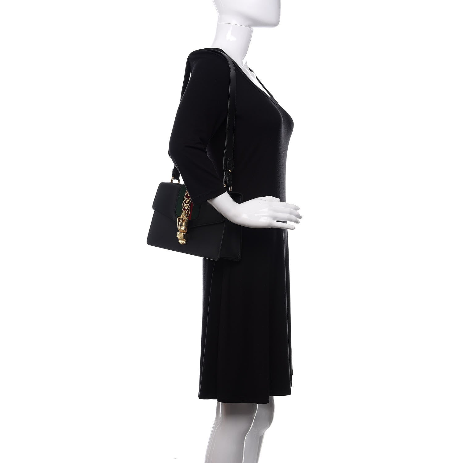 Gucci Calfskin Small Sylvie Shoulder Bag Black 3 of 15