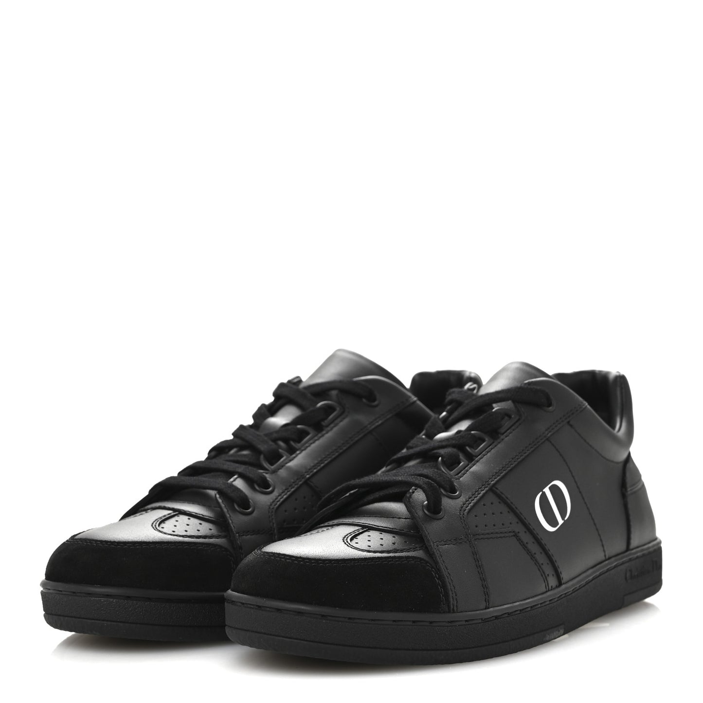 Calfskin Suede Logo Sneakers 37.5 Black