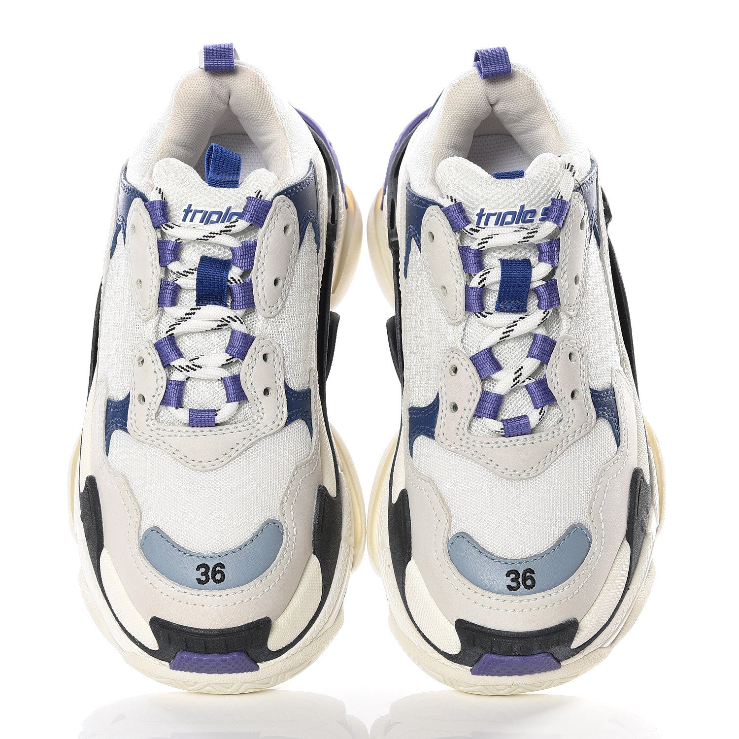 Balenciaga Mesh Nubuck Womens Triple S Sneakers 36 White Bleu Violet 4 of 10
