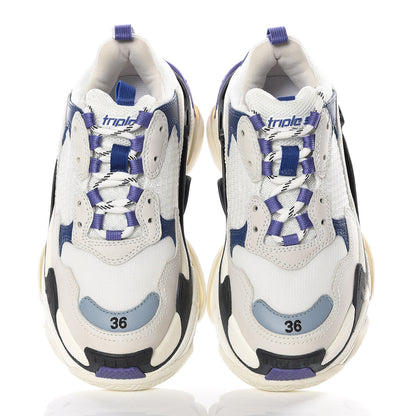 Balenciaga Mesh Nubuck Womens Triple S Sneakers 36 White Bleu Violet 4 of 10