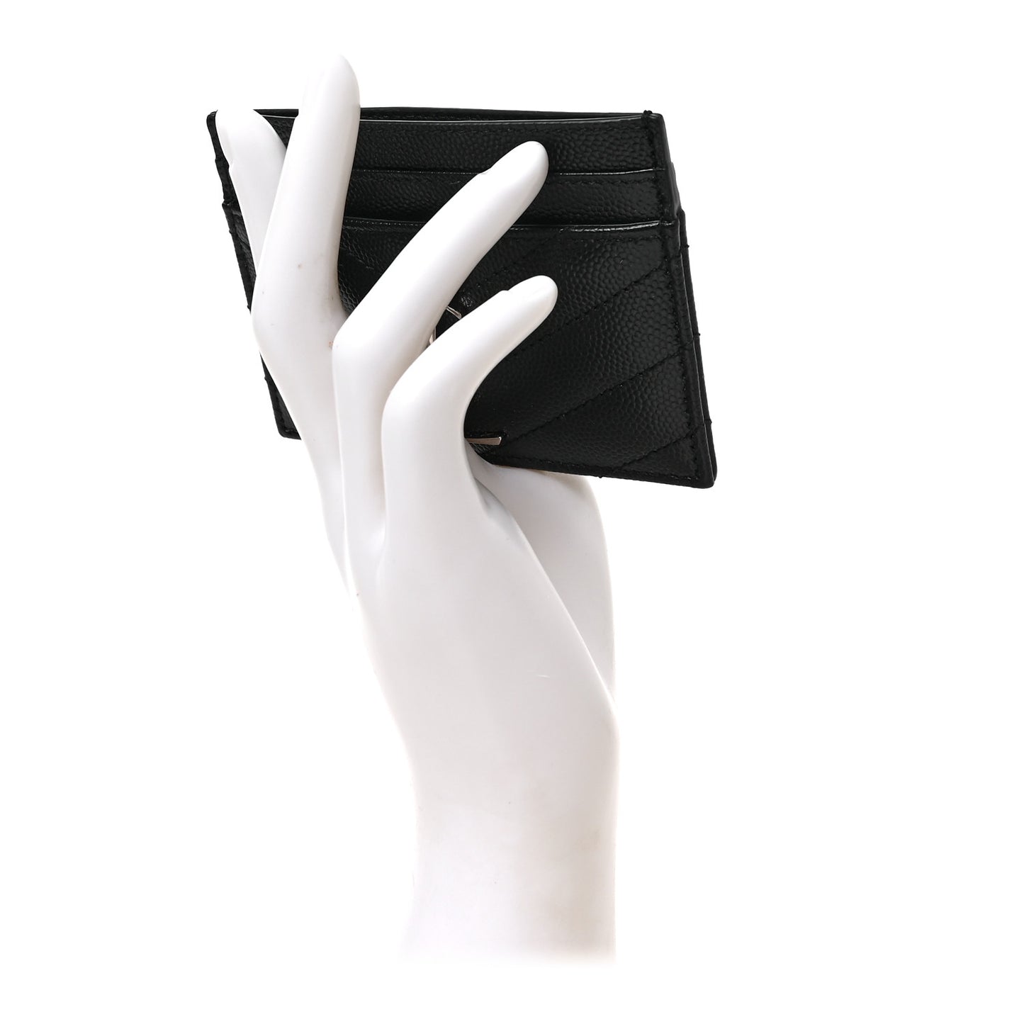 Grain De Poudre Matelasse Chevron Monogram Credit Card Case Black
