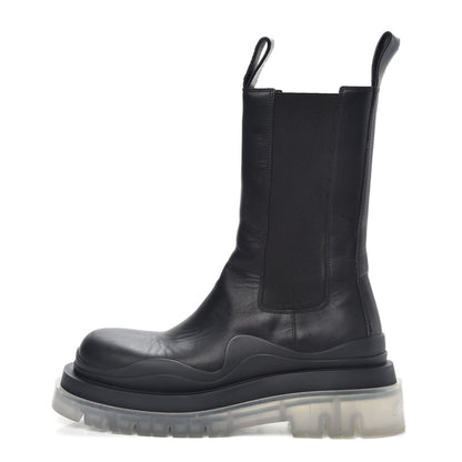 Bottega Veneta Calfskin The Tire Chelsea Boots 37.5 Black Transparent 1 of 9